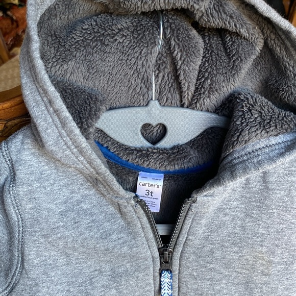 Carters Toddle Kids hooded jacket with gray fuzzy easy zip up front 2 pockets - Picture 3 of 10